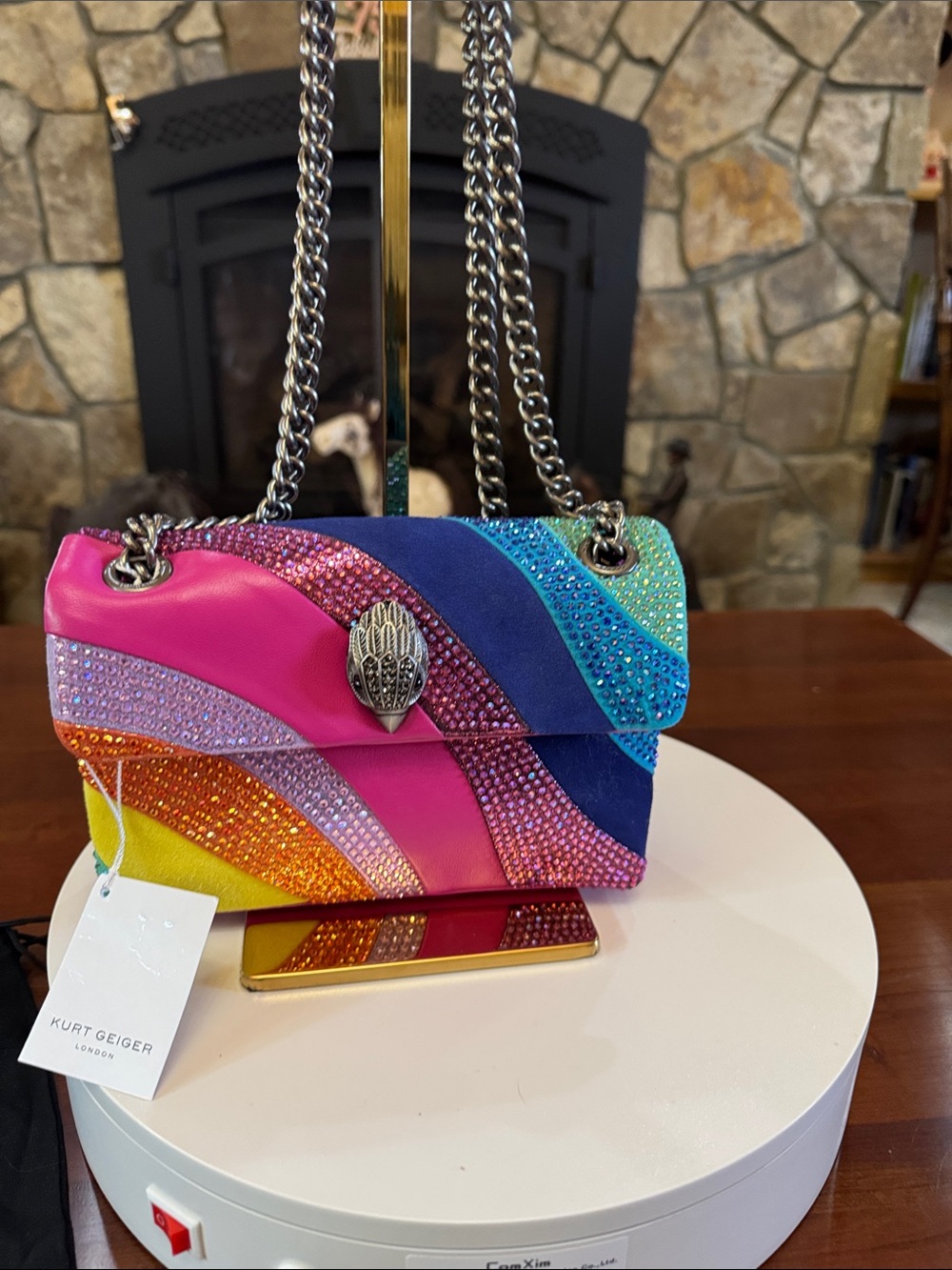 NWT Kurt Geiger Multicolor Crystal-Embellished Rainbow Bag